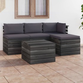 Pallet garden furniture 5 pieces with solid pine wood cushions by vidaXL, Garden sets - Ref: Foro24-3061791, Price: 386,99 €,...