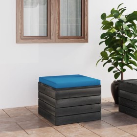 Garden pallet ottoman with pine wood cushion by vidaXL, Modular outdoor sofas - Ref: Foro24-3061699, Price: 73,66 €, Discount: %