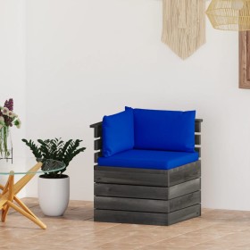 Ecksofa mit Paletten für den Garten mit Kissen aus Zirbenholz von vidaXL, Modulare Sofas für den Außenbereich - Ref: Foro24-3...