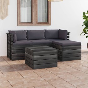 Garden pallet furniture 5 pieces cushions solid pine wood by vidaXL, Garden sets - Ref: Foro24-3061803, Price: 466,99 €, Disc...