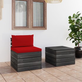 Pallet garden furniture 2 pieces with solid pine wood cushions by vidaXL, Garden sets - Ref: Foro24-3061665, Price: 121,28 €,...