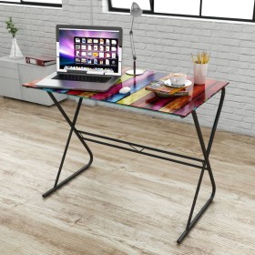 Rainbow Print Glass Desk by vidaXL, Desks - Ref: Foro24-242283, Price: 80,99 €, Discount: %