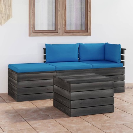 Pallet garden furniture 4 pieces with solid pine wood cushions by vidaXL, Garden sets - Ref: Foro24-3061783, Price: 313,91 €,...