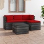 Garden furniture made of 5-piece pallets with solid pine wood cushions by vidaXL, Garden sets - Ref: Foro24-3061809, Price: 4...