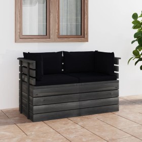 Garden pallet sofa, 2 seats, with solid pine wood cushions. by vidaXL, Garden sets - Ref: Foro24-3061738, Price: 230,51 €, Di...