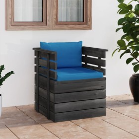 Garden armchair with pine wood cushions by vidaXL, Modular outdoor sofas - Ref: Foro24-3061723, Price: 103,24 €, Discount: %