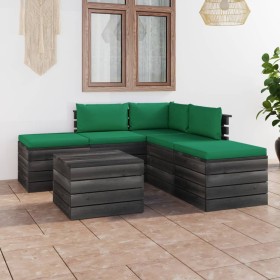 Pallet garden furniture 6 pieces with solid pine wood cushions by vidaXL, Garden sets - Ref: Foro24-3061844, Price: 435,99 €,...