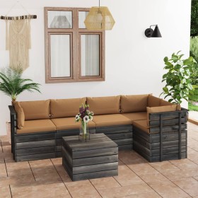 Pallet furniture for garden 6 pcs solid pine wood cushions by vidaXL, Garden sets - Ref: Foro24-3061955, Price: 591,22 €, Dis...