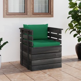 Garden armchair with pine wood cushions by vidaXL, Modular outdoor sofas - Ref: Foro24-3061724, Price: 86,10 €, Discount: %