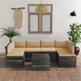 Pallet furniture for garden 7 pcs solid pine wood cushions by vidaXL, Garden sets - Ref: Foro24-3061986, Price: 721,99 €, Dis...