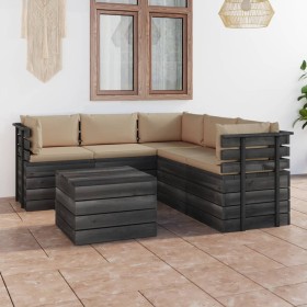 Garden pallet furniture 6 pieces cushions solid pine wood by vidaXL, Garden sets - Ref: Foro24-3061902, Price: 594,70 €, Disc...