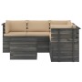 Garden pallet furniture 6 pieces cushions solid pine wood by vidaXL, Garden sets - Ref: Foro24-3061902, Price: 594,70 €, Disc...