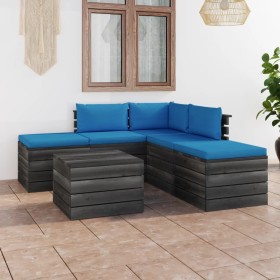 Pallet garden furniture 6 pieces with solid pine wood cushions by vidaXL, Garden sets - Ref: Foro24-3061843, Price: 445,99 €,...