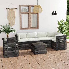 Pallet furniture for garden 7 pcs solid pine wood cushions by vidaXL, Garden sets - Ref: Foro24-3061961, Price: 667,44 €, Dis...