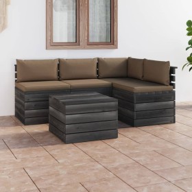 Garden furniture made of 5-piece pallets with solid pine wood cushions by vidaXL, Garden sets - Ref: Foro24-3061835, Price: 4...