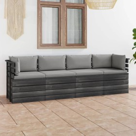 4-Sitzer-Gartensofa mit Kissen aus massivem Kiefernholz von vidaXL, Gartensets - Ref: Foro24-3061744, Preis: 438,99 €, Rabatt: %