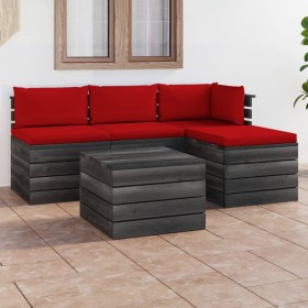 Pallet garden furniture 5 pieces with solid pine wood cushions by vidaXL, Garden sets - Ref: Foro24-3061797, Price: 348,99 €,...