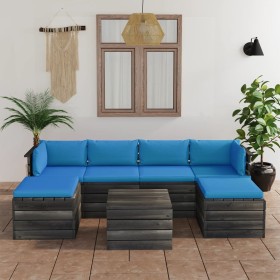 Pallet furniture for garden 7 pcs solid pine wood cushions by vidaXL, Garden sets - Ref: Foro24-3061975, Price: 616,99 €, Dis...