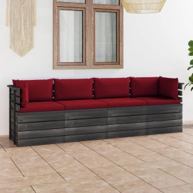 4-Sitzer-Gartensofa mit Kissen aus massivem Kiefernholz von vidaXL, Gartensets - Ref: Foro24-3061752, Preis: 410,99 €, Rabatt: %