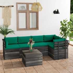 Pallet furniture for garden 6 pcs solid pine wood cushions by vidaXL, Garden sets - Ref: Foro24-3061952, Price: 527,12 €, Dis...