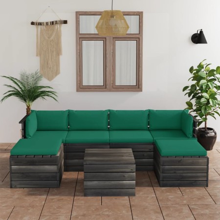 Pallet furniture for garden 7 pcs solid pine wood cushions by vidaXL, Garden sets - Ref: Foro24-3061976, Price: 593,99 €, Dis...