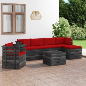 Garden pallet furniture 7 pieces cushions solid pine wood by vidaXL, Garden sets - Ref: Foro24-3061881, Price: 572,96 €, Disc...