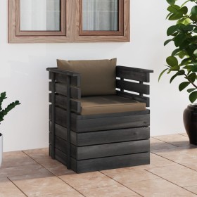 Sillón de jardín con cojines madera de pino de vidaXL, Sofás modulares de exterior - Ref: Foro24-3061727, Precio: 101,19 €, D...