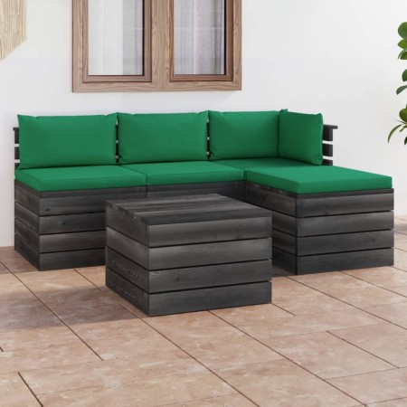 Pallet garden furniture 5 pieces with solid pine wood cushions by vidaXL, Garden sets - Ref: Foro24-3061796, Price: 344,66 €,...