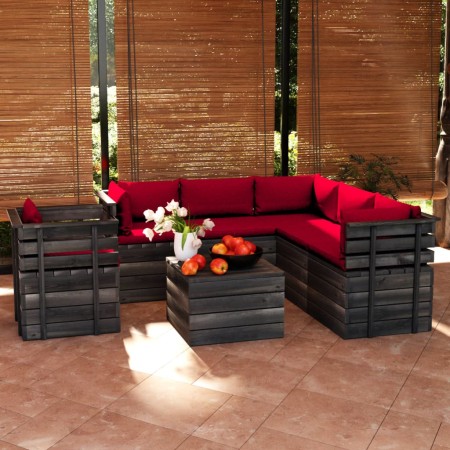 Garden pallet furniture 7 pieces pine wood cushions by vidaXL, Garden sets - Ref: Foro24-3061920, Price: 594,40 €, Discount: %