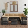 Pallet furniture for garden, 9 pieces with solid pine wood cushions. by vidaXL, Garden sets - Ref: Foro24-3061998, Price: 795...