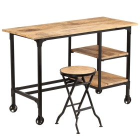 Solid mango wood folding desk and stool 115x50x76 cm by vidaXL, Desks - Ref: Foro24-245261, Price: 285,16 €, Discount: %