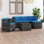 Pallet garden furniture 6 pieces with solid pine wood cushions by vidaXL, Garden sets - Ref: Foro24-3061855, Price: 522,45 €,...