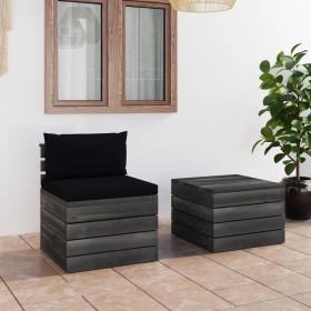 Pallet garden furniture 2 pieces with solid pine wood cushions by vidaXL, Garden sets - Ref: Foro24-3061666, Price: 126,55 €,...