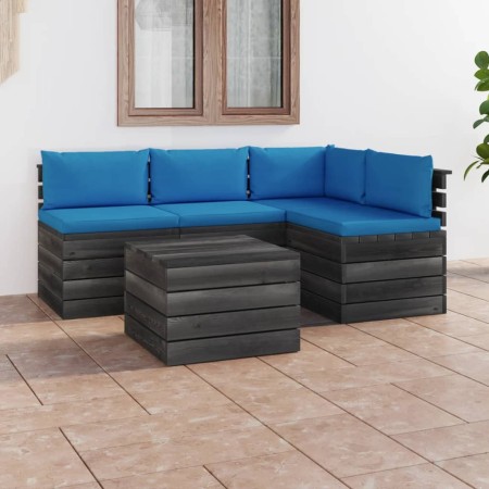 Garden pallet furniture 5 pieces cushions solid pine wood by vidaXL, Garden sets - Ref: Foro24-3061831, Price: 452,99 €, Disc...