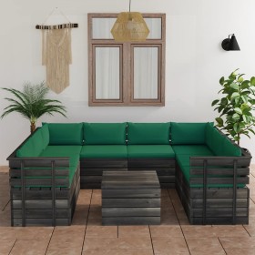 Pallet furniture for garden 9 pcs solid pine wood cushions by vidaXL, Garden sets - Ref: Foro24-3062000, Price: 820,99 €, Dis...