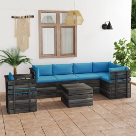 Pallet furniture for garden 7 pcs solid pine wood cushions by vidaXL, Garden sets - Ref: Foro24-3061963, Price: 673,99 €, Dis...