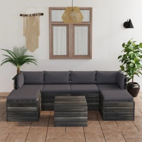 Garden pallet furniture 7 pieces cushions solid pine wood by vidaXL, Garden sets - Ref: Foro24-3061971, Price: 615,99 €, Disc...