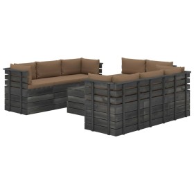 Pallet furniture for garden 9 pcs solid pine wood cushions by vidaXL, Garden sets - Ref: Foro24-3062063, Price: 803,17 €, Dis...