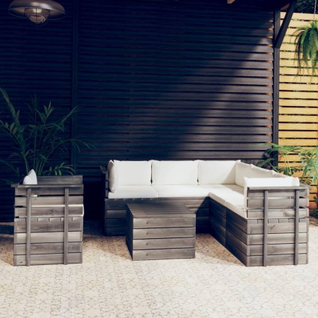 Garden furniture made of 7-piece pallets with solid pine wood cushions. by vidaXL, Garden sets - Ref: Foro24-3061913, Price: ...