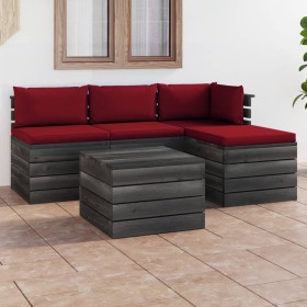 Pallet garden furniture 5 pieces with solid pine wood cushions by vidaXL, Garden sets - Ref: Foro24-3061800, Price: 344,99 €,...