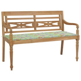 Batavia solid teak wood bench and leaf printed cushion 120 cm by vidaXL, garden benches - Ref: Foro24-3062166, Price: 203,99 ...