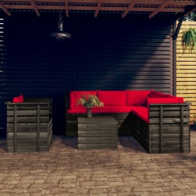 Garden pallet furniture 7 pieces cushions solid pine wood by vidaXL, Garden sets - Ref: Foro24-3061917, Price: 642,99 €, Disc...