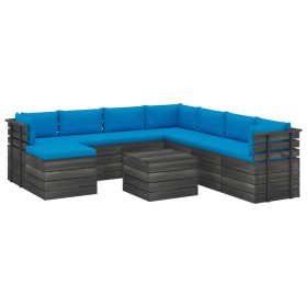 Garden pallet furniture 9 pieces cushions solid pine wood by vidaXL, Garden sets - Ref: Foro24-3062071, Price: 808,10 €, Disc...