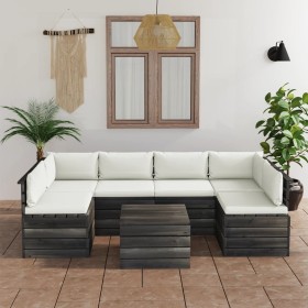 Pallet furniture for garden, 7 pieces with solid pine wood cushions. by vidaXL, Garden sets - Ref: Foro24-3061985, Price: 611...