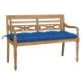 Batavia solid teak bench with blue cushion 120 cm by vidaXL, garden benches - Ref: Foro24-3062179, Price: 214,56 €, Discount: %