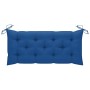 Banco Batavia de teca maciza con cojín azul 120 cm de vidaXL, Bancos de jardín - Ref: Foro24-3062179, Precio: 214,56 €, Descu...