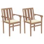 Garden chairs 2 units with cream teak wood cushions by vidaXL, Garden chairs - Ref: Foro24-3062210, Price: 241,67 €, Discount: %