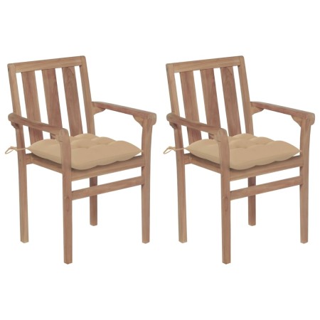 Garden chairs 2 units teak wood with beige cushions by vidaXL, Garden chairs - Ref: Foro24-3062226, Price: 228,16 €, Discount: %