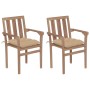 Garden chairs 2 units teak wood with beige cushions by vidaXL, Garden chairs - Ref: Foro24-3062226, Price: 228,16 €, Discount: %