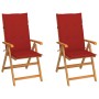 Garden chairs 2 pcs with red cushions solid teak wood by vidaXL, Garden chairs - Ref: Foro24-3062382, Price: 240,41 €, Discou...